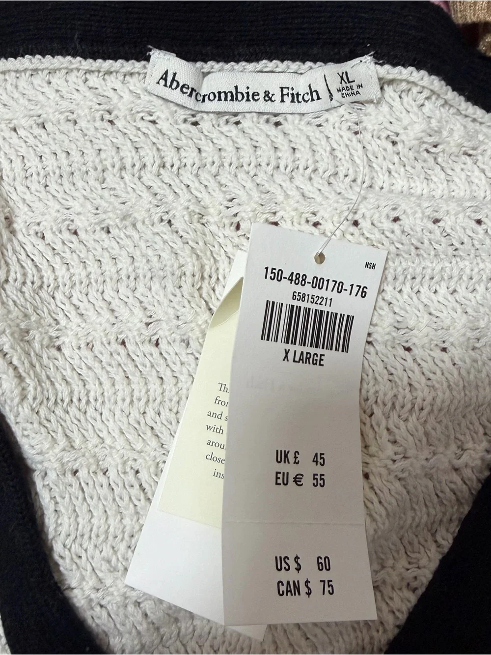 Abercrombie & Fitch Women's Crochet-Style Sweater Vest XL NWT - Picture 8 of 8